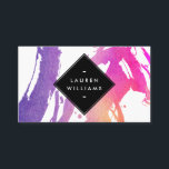 Carte de visite Abstrait de contours d'aquarelle<br><div class="desc">Ce design pointu présente un arrière - plan accrocheur d'aquarelle peinte violet et rose avec une plaque en diamant noir sur laquelle porte votre nom ou nom d'entreprise. © 1201AM CREATIVE</div>