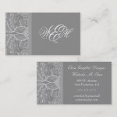 Carte de visite Abstrait de design floral gris arg (Devant / Derrière)