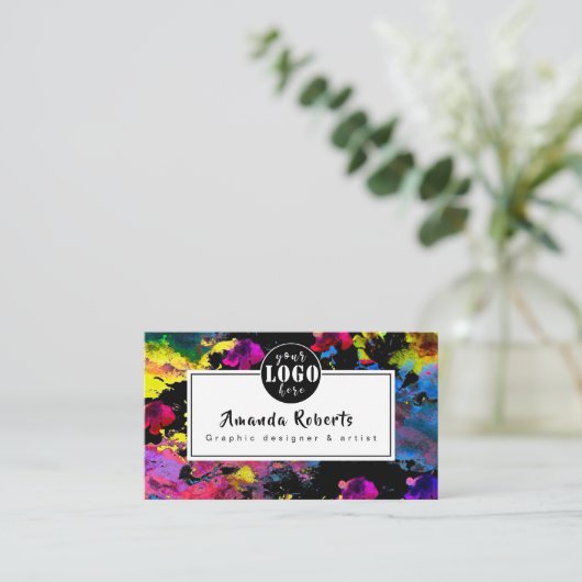 carte de visite Abstrait de fleurs d'aquarelle (Debout devant)