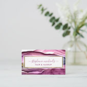 Carte De Visite Abstrait d'encre Liquide Purple Gold (Debout devant)