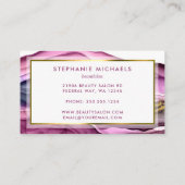 Carte De Visite Abstrait d'encre Liquide Purple Gold (Dos)