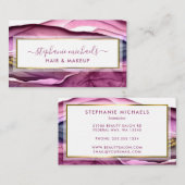 Carte De Visite Abstrait d'encre Liquide Purple Gold (Devant / Derrière)