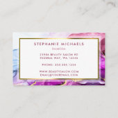 Carte De Visite Abstrait d'encre liquide Rainbow Gold (Dos)