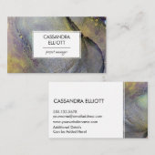 Carte De Visite Abstrait Dusty Blue & Gold Alcohol Enk Liquid Art (Devant / Derrière)