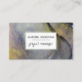 Carte De Visite Abstrait Dusty Blue & Gold Alcohol Enk Liquid Art (Devant)