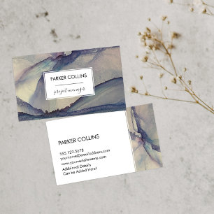 Carte De Visite Abstrait Dusty Blue Purple Alcohol Enk Liquid Art