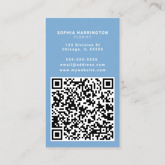 Carte De Visite Abstrait Floral Custom QR Code Scannable Florist (Dos)