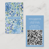 Carte De Visite Abstrait Floral Custom QR Code Scannable Florist (Devant / Derrière)