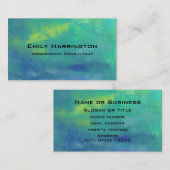 Carte De Visite Abstrait gai dans Aqua Greens and Blues (Devant / Derrière)