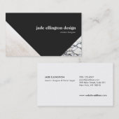 Carte De Visite Abstrait géométrique noir et Marbre blanc (Devant / Derrière)