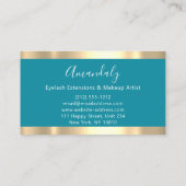 Carte De Visite Abstrait Gold Strokes Frame Marbre Aqua Blue (Dos)