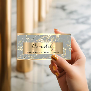 Carte De Visite Abstrait Gold Strokes Frame Marbre gris Gris