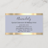 Carte De Visite Abstrait Gold Strokes Frame Marbre Pastel Bleu (Dos)
