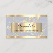 Carte De Visite Abstrait Gold Strokes Frame Marbre Pastel Bleu (Devant)