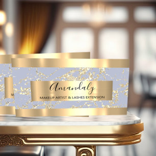 Carte De Visite Abstrait Gold Strokes Frame Marbre Pastel Bleu