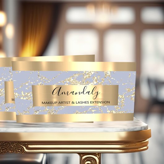 Carte De Visite Abstrait Gold Strokes Frame Marbre Pastel Bleu