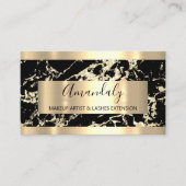 Carte De Visite Abstrait Golden Modern Marble Black Frame (Devant)