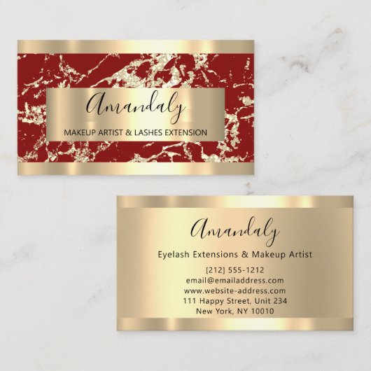Carte De Visite Abstrait Golden Modern Marbre Bourgogne Cadre (Devant / Derrière)