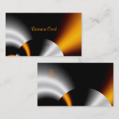 Carte de visite Abstrait gris orange noir argent (Devant / Derrière)