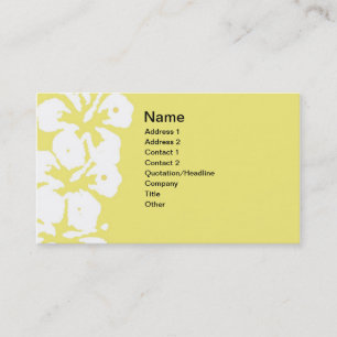 Carte De Visite Abstrait Hibiscus blanc sur jaune
