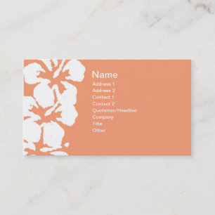Carte De Visite Abstrait Hibiscus blanc sur Saumon