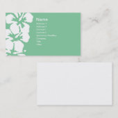 Carte De Visite Abstrait Hibiscus blanc sur vert (Devant / Derrière)