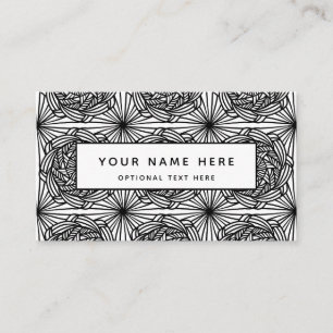 Carte De Visite Abstrait Line Art Noir Blanc Mandala