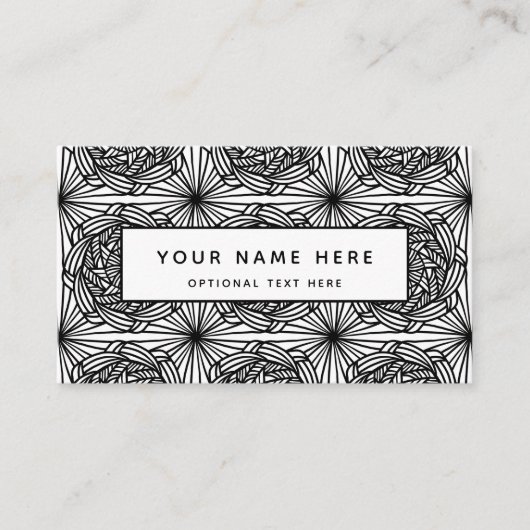 Carte De Visite Abstrait Line Art Noir Blanc Mandala (Devant)