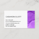 Carte De Visite Abstrait Lumineuse Violet Encre D'Alcool Liquide A (Dos)