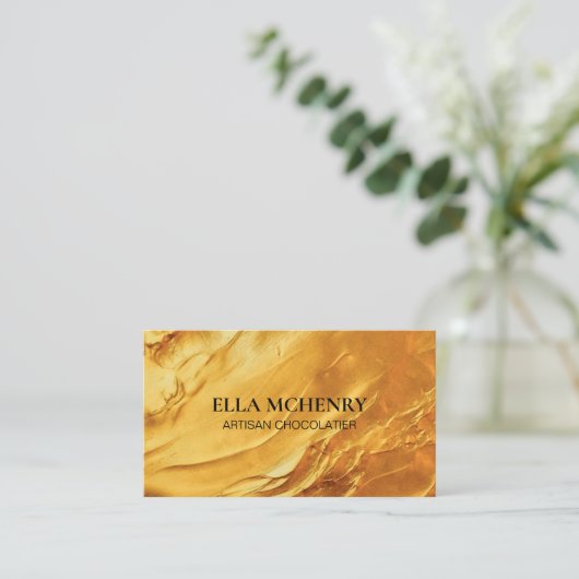 Carte De Visite Abstrait Luxe épais Or lisse (Debout devant)