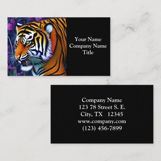 Carte De Visite Abstrait Majestic Predator Tiger (Devant / Derrière)