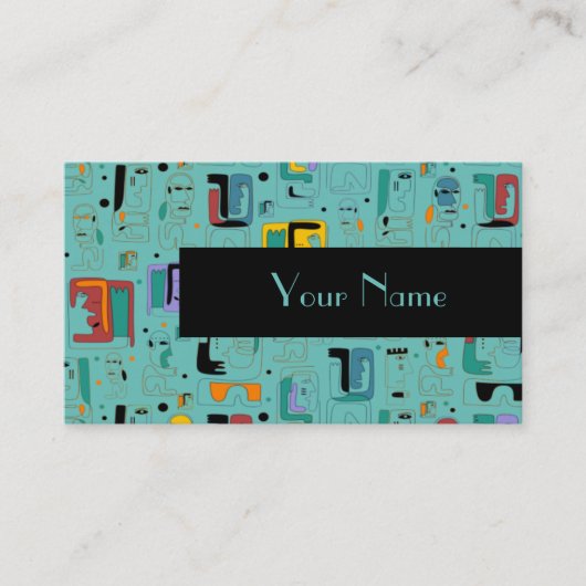 Carte De Visite Abstrait maya anciens visages motif 1 (Devant)