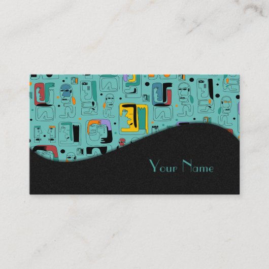 Carte De Visite Abstrait maya anciens visages motif 1 (Devant)