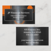 Carte De Visite Abstrait métal moderne pour hommes noir orange (Devant / Derrière)