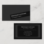 Carte De Visite Abstrait moderne asymétrique noir cadre gris foncé (Devant / Derrière)