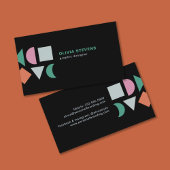 Carte De Visite Abstrait moderne chic noir géométrique