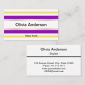 Carte De Visite Abstrait moderne rayé bordé élégant amusant mignon (Devant / Derrière)