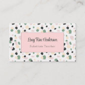 Carte De Visite Abstrait moderne rose gris et vert (Devant)