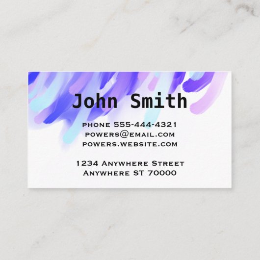 Carte De Visite abstrait moderne trait de peinture violet concepti (Dos)