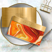 Carte De Visite Abstrait Monogramme Agate Hot Orange ID827