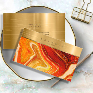 Carte De Visite Abstrait Monogramme Agate Hot Orange ID827
