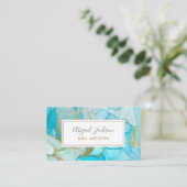 Carte De Visite Abstrait Océan Bleu Aquarelle Arbre à ongles (Debout devant)