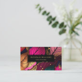 Carte De Visite Abstrait or feuille moderne (Debout devant)