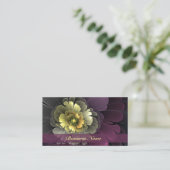 Carte De Visite Abstrait Purpur moderne Khaki Gris Fleur fractale  (Debout devant)