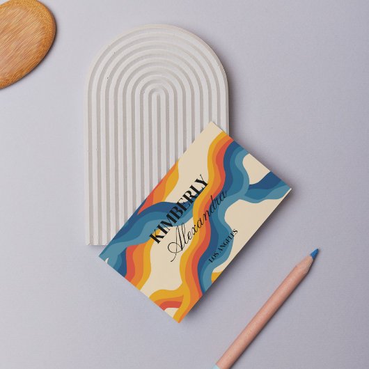 Carte De Visite Abstrait Retro Bleu Bleu Verre Gras Moderne