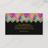 Carte De Visite Abstrait rose chaud violet Turquoise or noir (Dos)