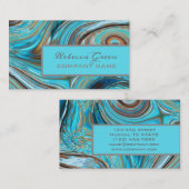 Carte De Visite abstrait rustique pays occidental bleu turquoise (Devant / Derrière)