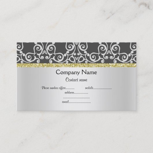 Carte de visite Abstrait Silver Black Gold moderne (Devant)