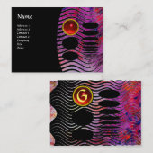 Carte De Visite ABSTRAIT TECHNO MONOGRAM rouge rubis (Devant / Derrière)