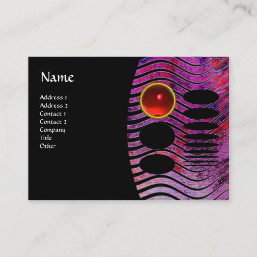Carte De Visite ABSTRAIT TECHNO MONOGRAM rouge rubis (Devant)